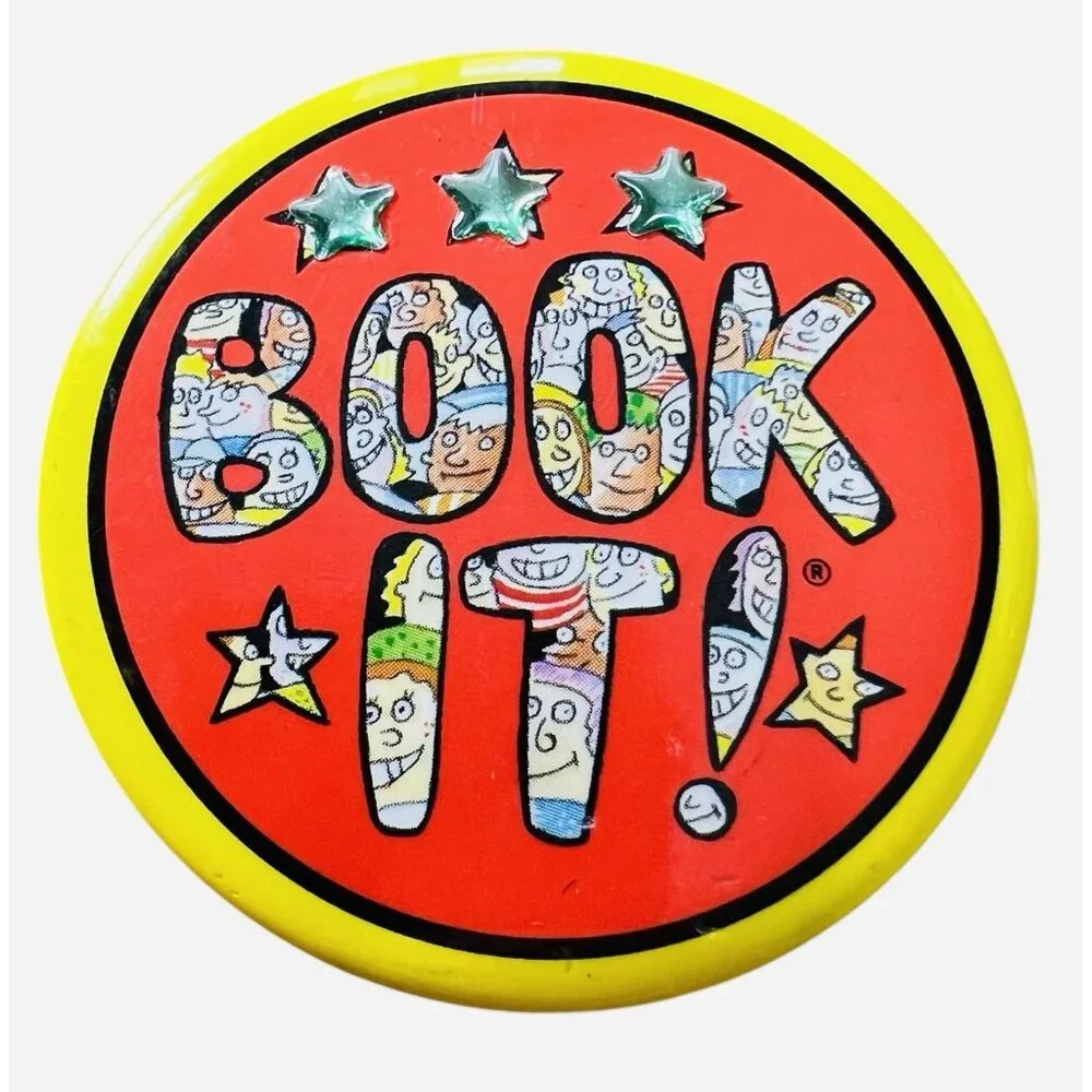 Book It! Pinback Button Pin Pizza‎ Hut 1992 Vintage 3